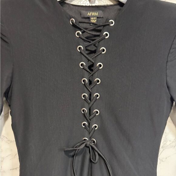 NEW AFRM EDIE BODYSUIT Elegant Black Lace-Up Bodysuit Size XS - Picture 4 of 8